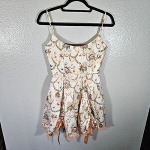 Sugar Thrillz 👼🏼 Corset Renaissance Floral Cream Mini Dress 💅🏼